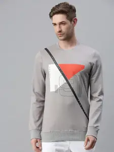SHOWOFF Men Grey Printed Sweatshirt