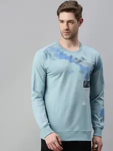 SHOWOFF Men Blue Printed Cotton Sweatshirt