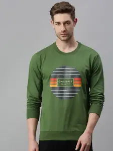 SHOWOFF Men Green Printed Sweatshirt