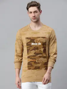 SHOWOFF Men Beige Printed Cotton Sweatshirt