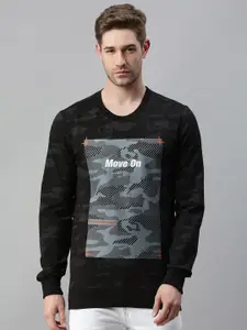 SHOWOFF Men Black Printed Cotton Sweatshirt