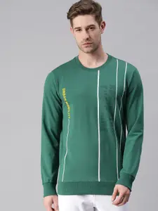 SHOWOFF Men Green Printed Cotton Sweatshirt