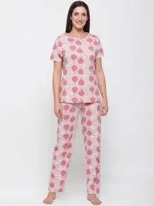 De Moza Woman Pink Printed Lounge Pants