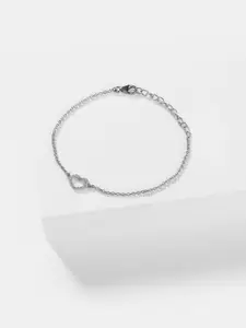 SHAYA Women Silver-Toned & White Silver Link Bracelet
