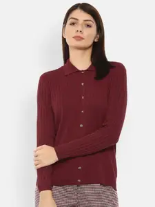 Van Heusen Woman Maroon Shirt Style Top