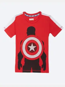Kids Ville Boys Red Captain America Printed T-shirt