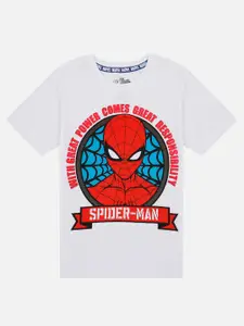 Kids Ville Boys White Spider-Man Printed Pure Cotton T-shirt