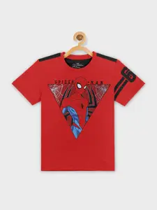 Kids Ville Boys Red Spider-Man Printed Pure Cotton T-shirt