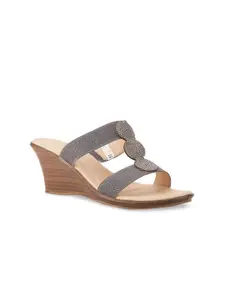 Bata Women Grey Wedge Sandals
