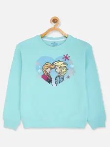 Kids Ville Girls Blue Frozen Printed Sweatshirt