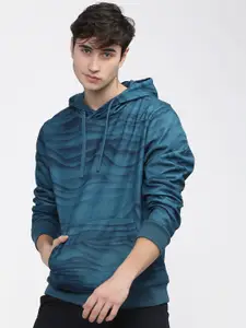 HIGHLANDER Men Blue Printed Hooded Sweatshirt