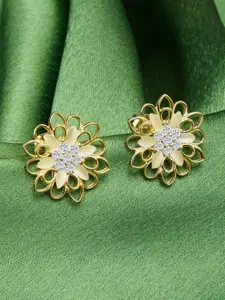 GIVA 925 Silver Golden Blooming Flower Stud Earrings