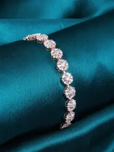 GIVA 925 Sterling Silver Anushka Sharma Rose Gold Plated Studded Flower Bracelet