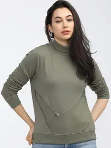 Tokyo Talkies Women Green Sweatshirt