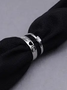 KARATCART Silver-Plated Couple Adjustable Ring