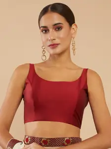 Soch Women Maroon Solid Readymade Saree Blouse