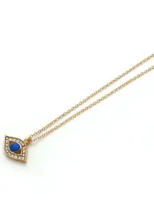 Vembley Gold-Plated Blue Evil Eye Pendant Necklace