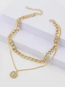 Vembley Gold-Plated Layered Vintage Coin Pendant Necklace