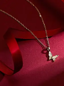 Vembley Gold-Plated Butterfly Pendant Necklace