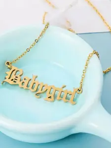 Vembley Gold-Plated Baby Girl Alphabet Pendant Necklace