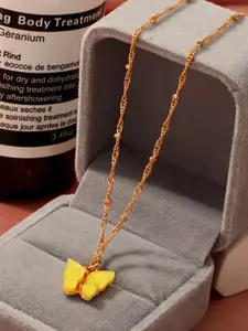 Vembley Gold-Plated & Yellow Enamelled Necklace