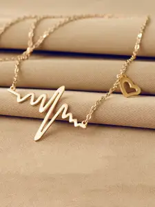 Vembley Gold-Plated Enamelled Heartbeat Pendant Necklace