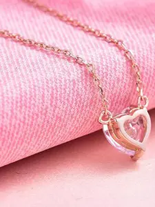 Vembley Gold-Plated Enamelled Diamond Heart Pendant Necklace