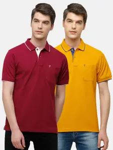 Classic Polo Men Red & Yellow Pack of 2 Polo Collar Cotton T-shirt