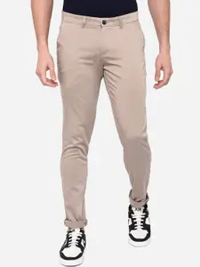 Greenfibre Men Beige Slim Fit Easy Wash Chinos Trousers