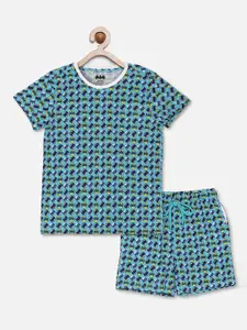 Kids Ville Boys Blue & Black Batman Printed Pure Cotton T-shirt with Shorts