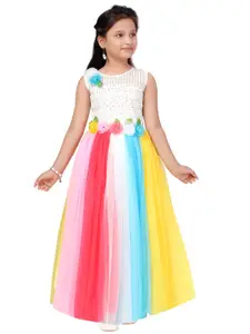 Aarika Multicoloured Striped Net Maxi Dress