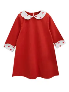 A.T.U.N. A T U N Red Peter Pan Collar A-Line Dress