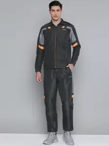 Alcis Men Charcoal Grey Solid Tracksuit With Side Taping on Sleeves