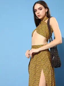 Berrylush Women Bright Yellow Animal Printed Dress