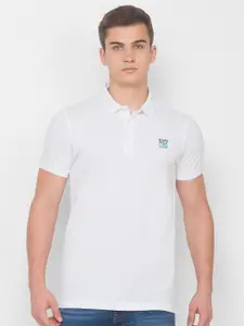 SPYKAR Men White Polo Collar Pockets Slim Fit T-shirt