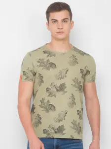 SPYKAR Men Green & Black Printed Slim Fit T-shirt