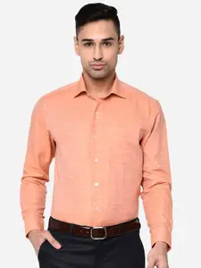METAL Men Orange Slim Fit Pure Cotton Formal Shirt