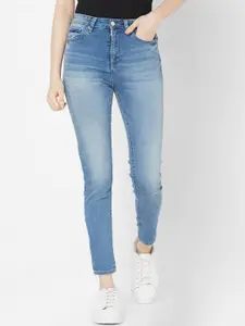 SPYKAR Women Blue Skinny Fit High-Rise Heavy Fade Jeans
