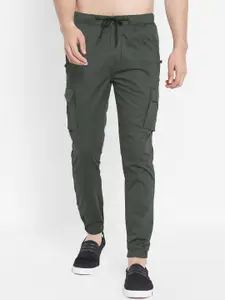 SAPPER Men Olive Green Slim Fit Easy Wash Joggers Trousers