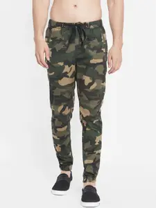 SAPPER Men Multicoloured Camouflage Printed Slim Fit Easy Wash Joggers Trousers