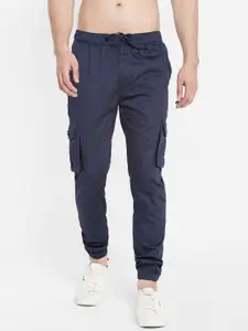 SAPPER Men Navy Blue Slim Fit Easy Wash Joggers Trousers