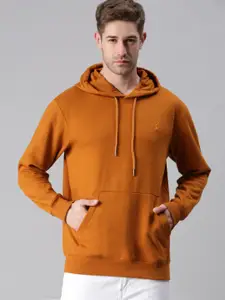 SHOWOFF Men Mustard Brown Hooded Sweatshirt