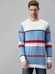 SHOWOFF Men Blue Striped Sweatshirt
