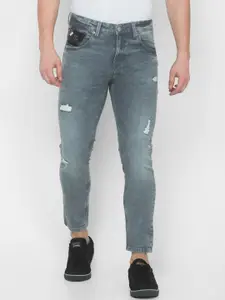 SPYKAR Men Grey Slim Fit Highly Distressed Light Fade Jeans