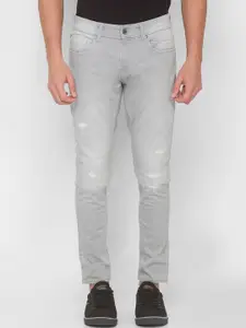 SPYKAR Men Grey Low-Rise Mildly Distressed Light Fade Stretchable Jeans