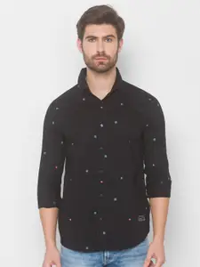 SPYKAR Men Black Printed Casual Shirt