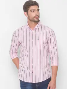 SPYKAR Men Pink Striped Casual Shirt