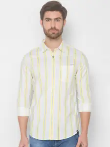 SPYKAR Men Yellow Striped Casual Shirt