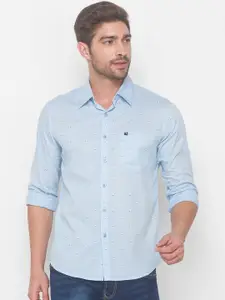 SPYKAR Men Blue Printed Pure Cotton Casual Shirt