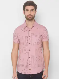 SPYKAR Men Pink Slim Fit Printed Casual Shirt